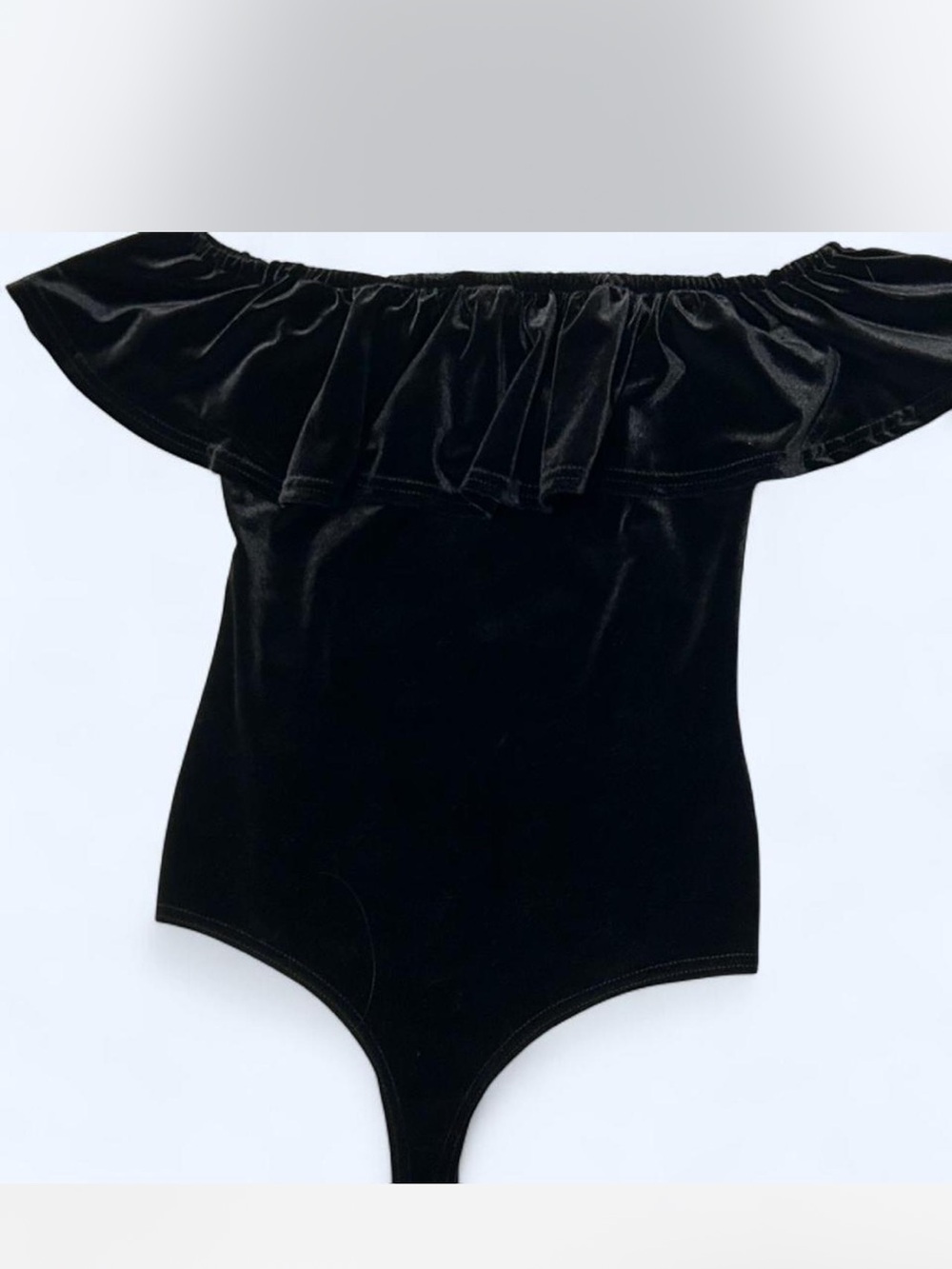 Cotton Candy LA Black Off-Shoulder Velvet Bodysuit